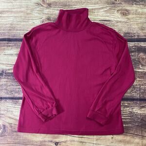 Vtg Basic Editions Women's Sz Large Red Pink Turtleneck Vintage Cotton Blend